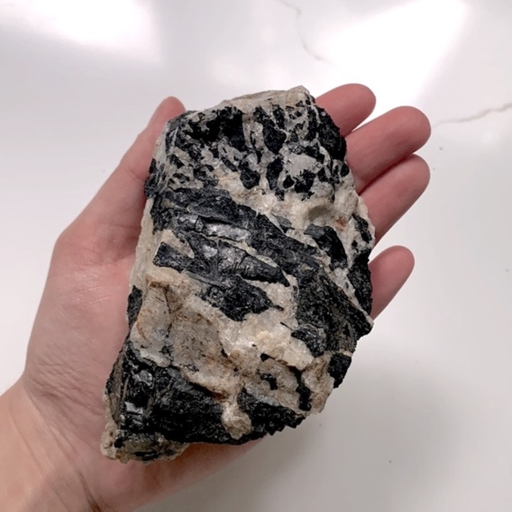 Black Tourmaline and Quartz Freeform